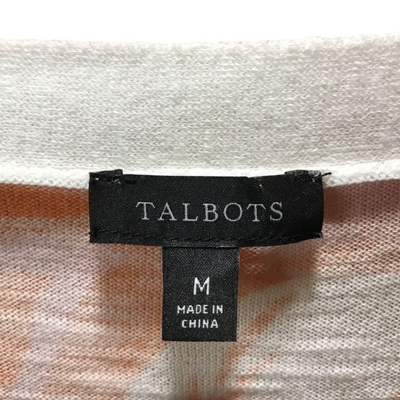 Talbots Womens Light Weight Sweater Orange white V Neck 3/4 length sleeves‎ - Picture 4 of 4